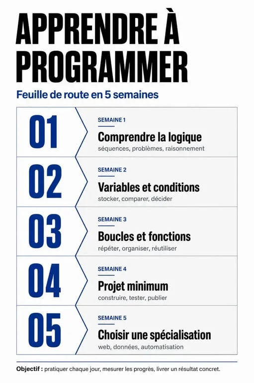 como aprender a programar desde cero: ruta visual de pasos semanales para principiantes